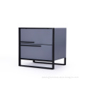 Modern simple round marble top iron nightstands for bedroom